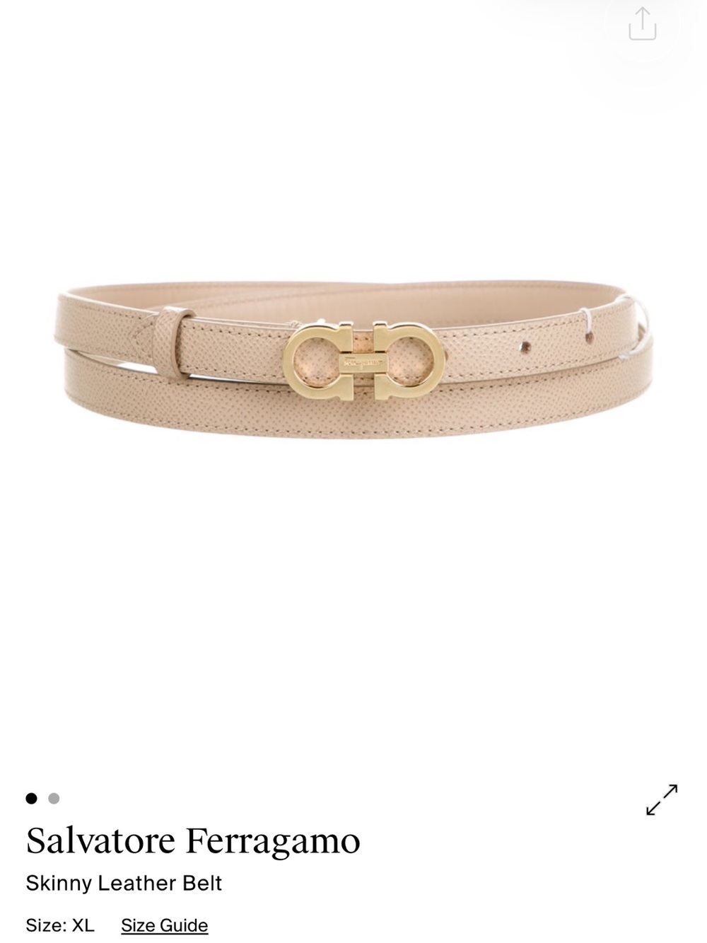 Salvatore Ferragamo Blush Skinny Leather Belt with Gold Double Gancini Buckle